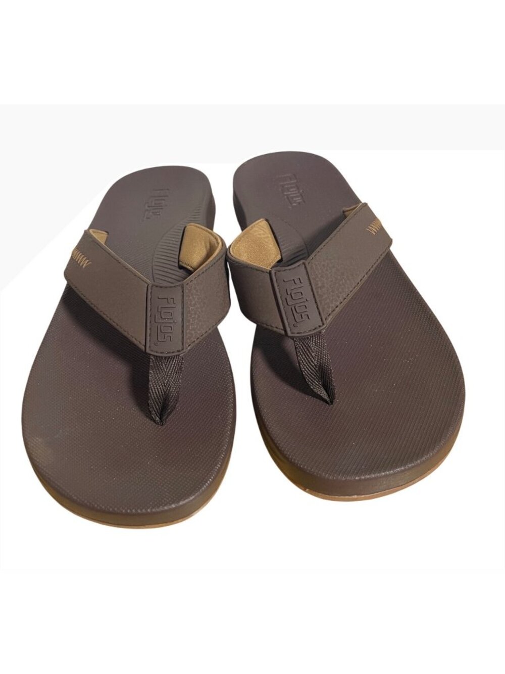 Flojos Mens Memory Foam Flip Flops Size Brown Sandals Beach Comfort Sandal Sz 10